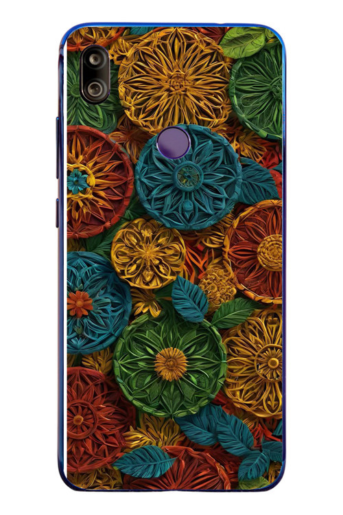Redmi Note 7 Uyumlu Hasır Örgü Çiçekler Baskılı Silikon Kılıf