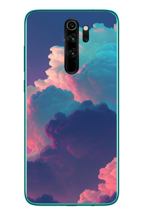 Redmi Note 8 Pro Uyumlu Renkli Doğal Bulutlar Baskılı Silikon Kılıf