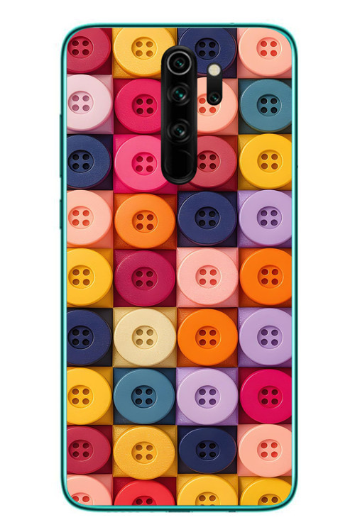 Redmi Note 8 Pro Uyumlu Renkli Düğmeler Baskılı Silikon Kılıf
