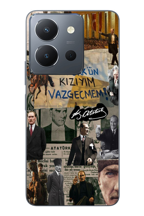 Vivo Y36 Uyumlu Ben Atatürk Kızıyım Baskılı Silikon Kılıf