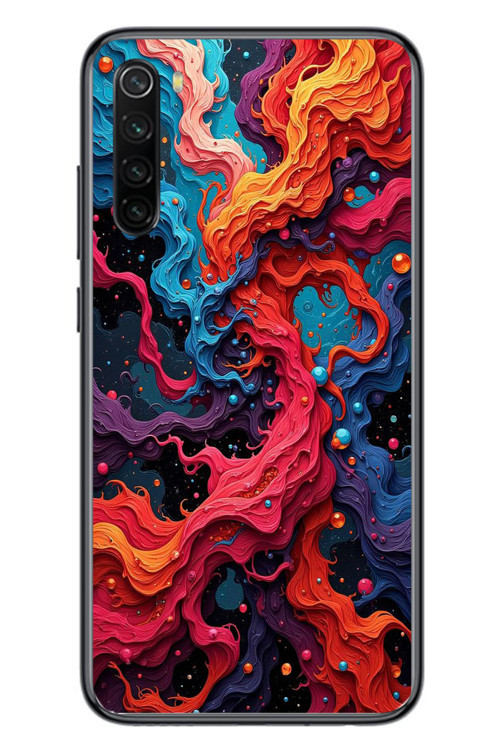 Redmi Note 8 Uyumlu Dalgaların İz Karışımı Baskılı Silikon Kılıf