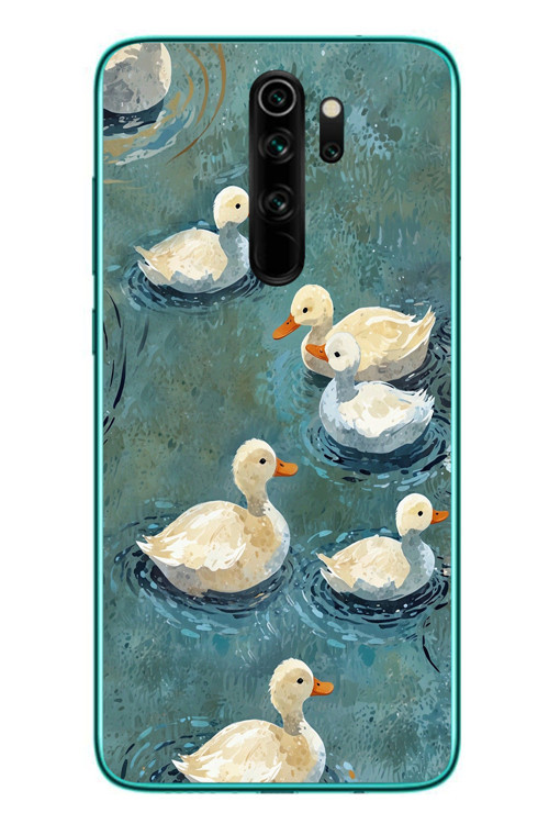Redmi Note 8 Pro Uyumlu Yüzen Ördekler Baskılı Silikon Kılıf