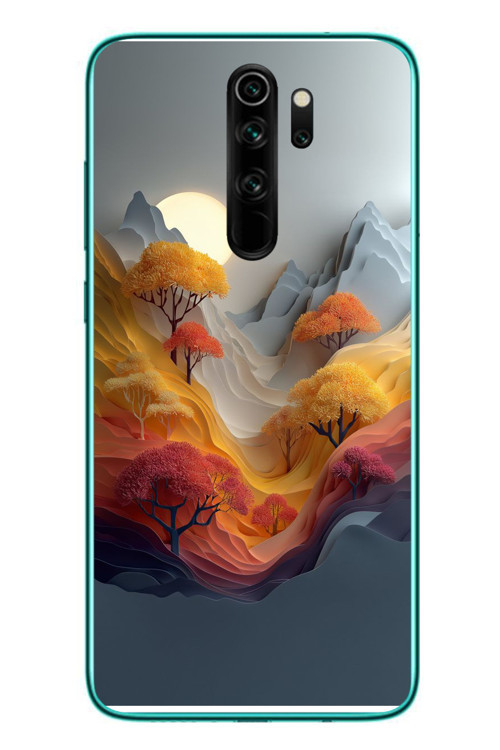 Redmi Note 8 Pro Uyumlu Renk Dalgalı Manzara Baskılı Silikon Kılıf
