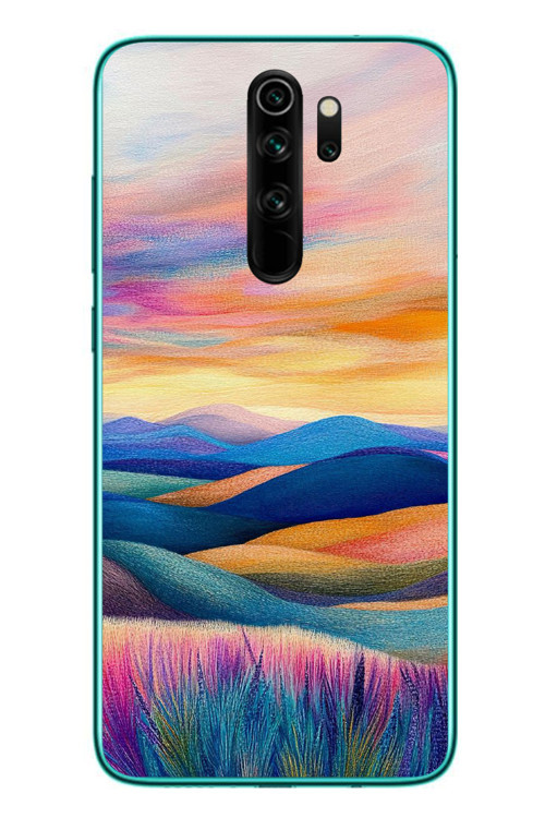 Redmi Note 8 Pro Uyumlu Renkli Pastel Günbatımı Baskılı Silikon Kılıf