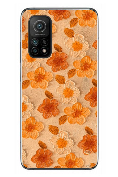 Xiaomi Mi 10 T Uyumlu Turuncu Papatyalar Baskılı Silikon Kılıf