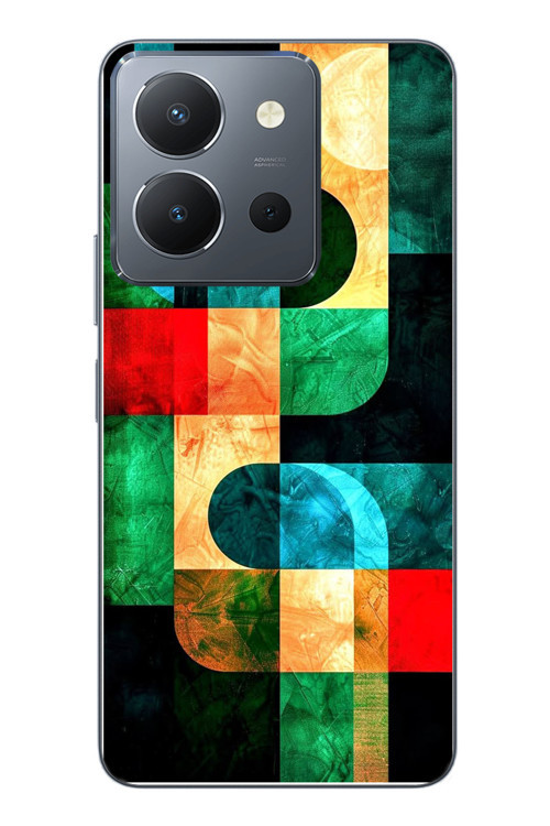 Vivo Y36 Uyumlu Modern Çizgiler Baskılı Silikon Kılıf