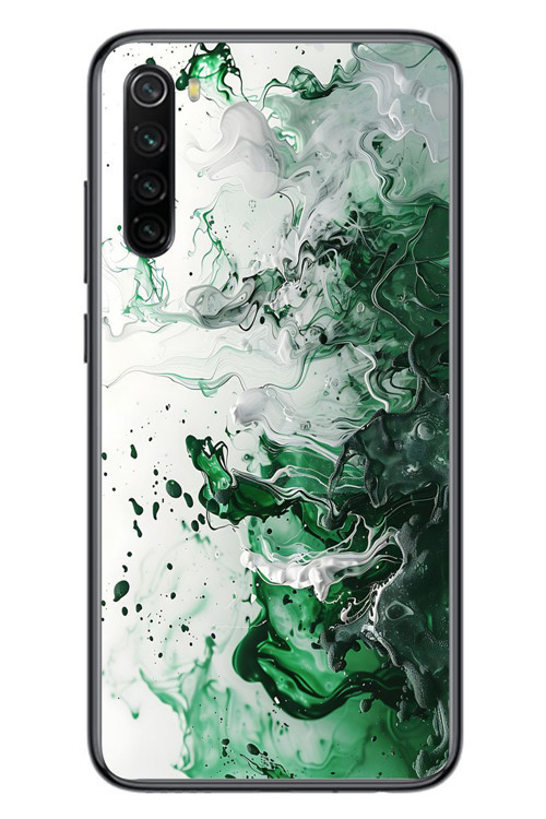 Redmi Note 8 Uyumlu Yeşil Beyaz Dalgalar Baskılı Silikon Kılıf