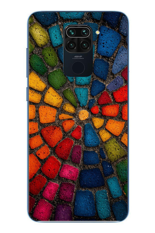 Redmi Note 9 Uyumlu Gökkuşağı Renkli Kaldırım Baskılı Silikon Kılıf