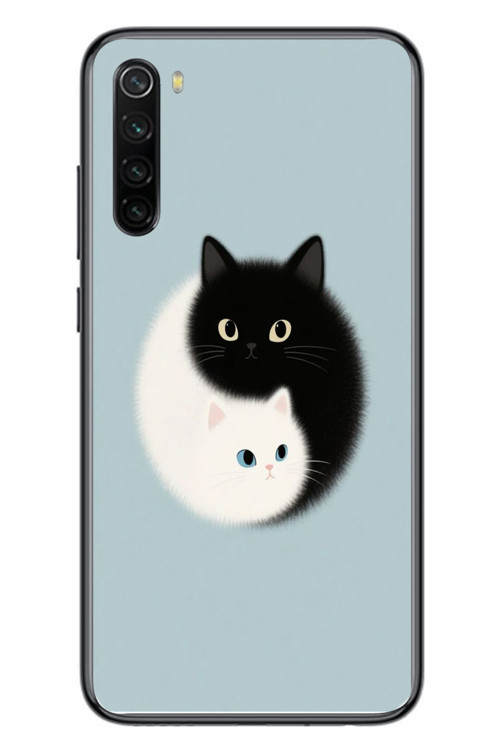 Redmi Note 8 Uyumlu Yin Yang Kediler Baskılı Silikon Kılıf