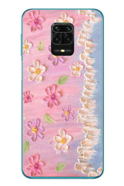 Redmi Note 9s Uyumlu Çiçek Dalgaları Baskılı Silikon Kılıf