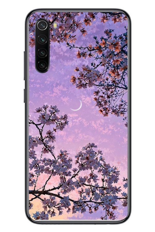 Redmi Note 8 Uyumlu Mor Gökyüzülü Ağaç Baskılı Silikon Kılıf