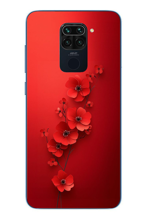 Redmi Note 9 Uyumlu Kırmızı Kardelenler Baskılı Silikon Kılıf