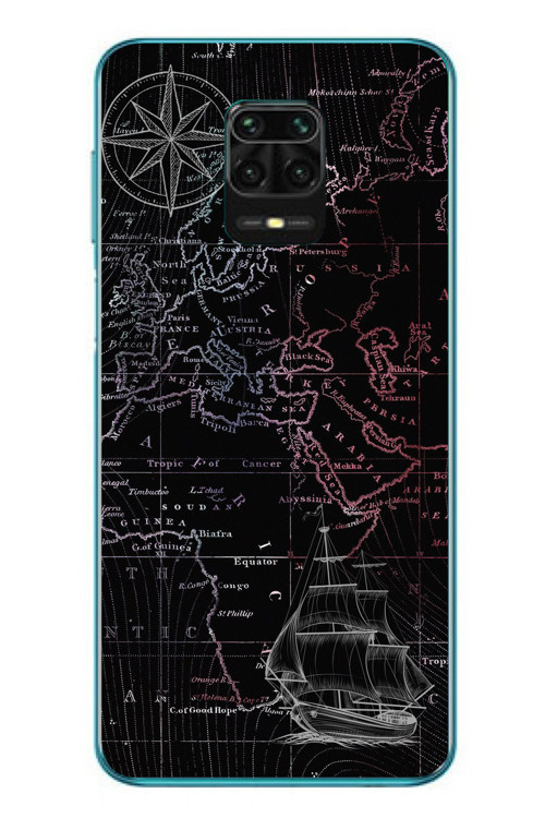 Redmi Note 9s Uyumlu Denizci Dünya Haritası Baskılı Silikon Kılıf