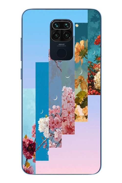 Redmi Note 9 Uyumlu Dik Çiçek Tabloları Baskılı Silikon Kılıf