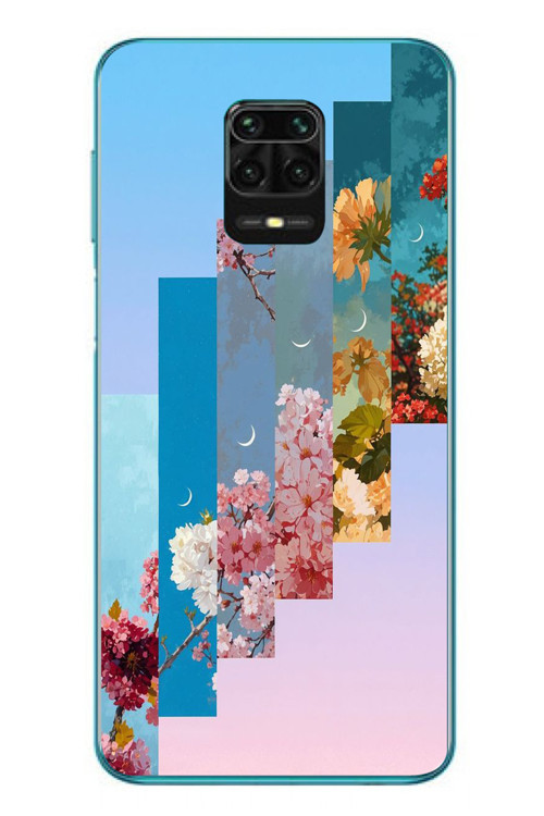 Redmi Note 9s Uyumlu Dik Çiçek Tabloları Baskılı Silikon Kılıf
