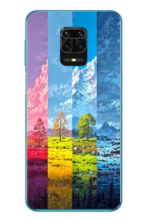 Redmi Note 9s Uyumlu Dört Mevsim Manzara Baskılı Silikon Kılıf