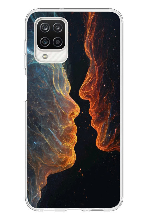 Samsung Galaxy A12 Uyumlu Kavuşan Çizgiler Baskılı Silikon Kılıf