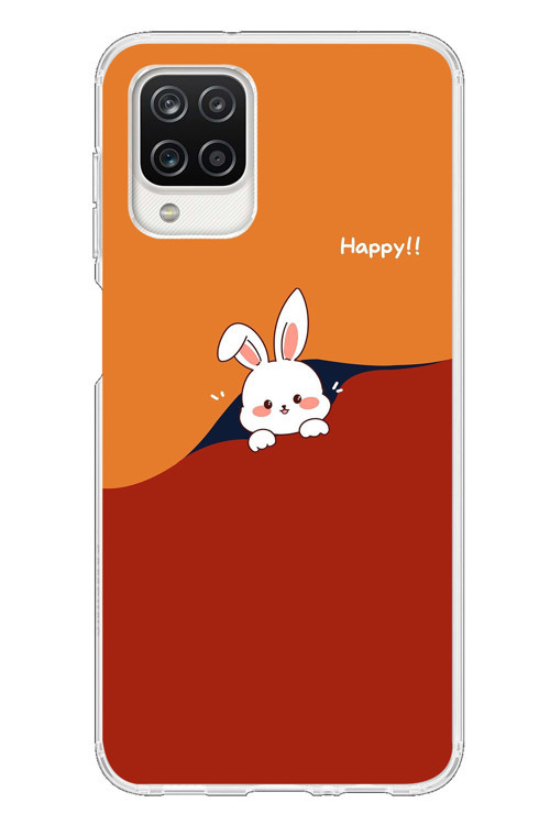 Samsung Galaxy A12 Uyumlu Mutlu Tavşan Baskılı Silikon Kılıf