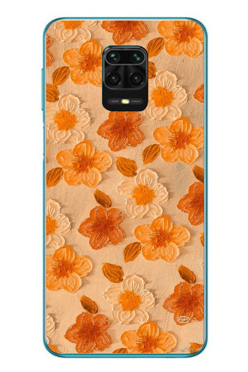 Redmi Note 9s Uyumlu Turuncu Papatyalar Baskılı Silikon Kılıf