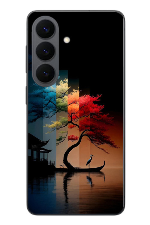 Samsung Galaxy S26 Uyumlu Dört Mevsim Ağaç Baskılı Silikon Kılıf