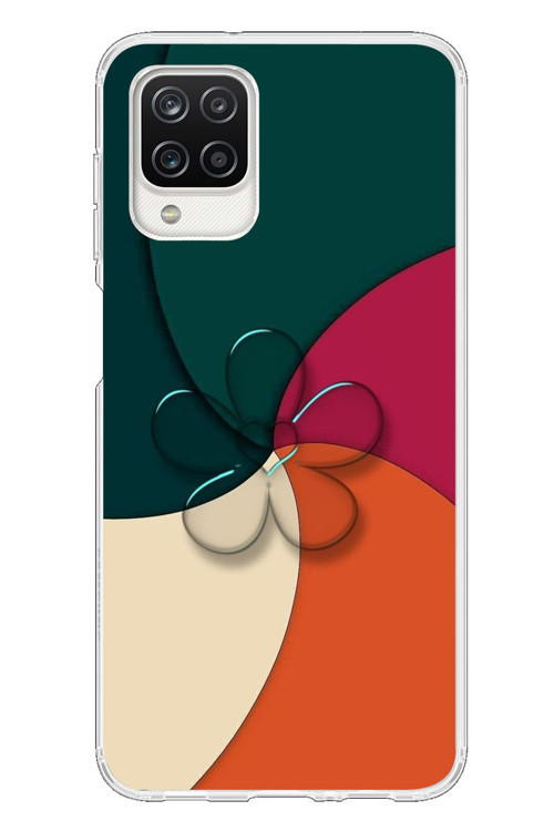 Samsung Galaxy A12 Uyumlu Modern Yonca Renkleri Baskılı Silikon Kılıf