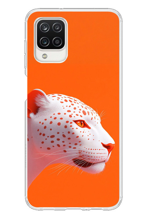 Samsung Galaxy A12 Uyumlu Turuncu Kaplan Baskılı Silikon Kılıf