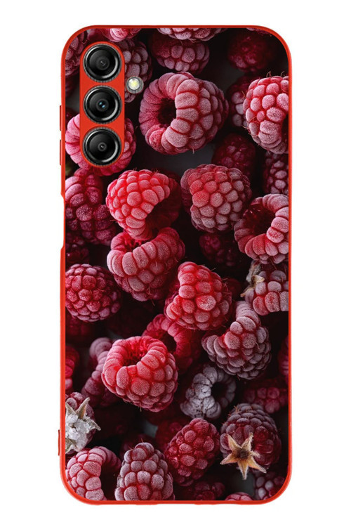 Samsung Galaxy A14 Uyumlu Ahududu Frambuaz Baskılı Silikon Kılıf