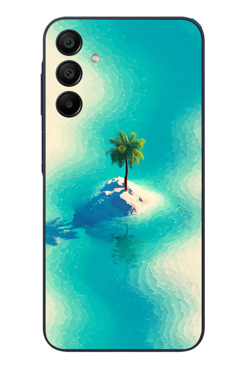Samsung Galaxy A15 Uyumlu Adada Palmiye Baskılı Silikon Kılıf