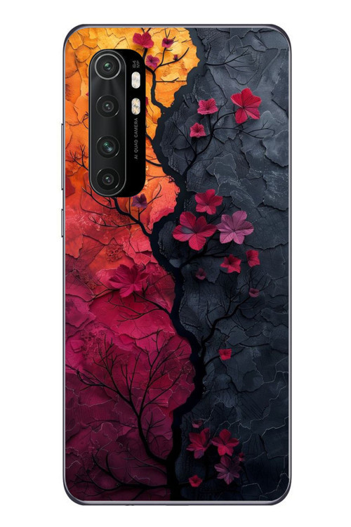 Xiaomi Mi 10 Lite Uyumlu Yaprak Geçişkenliği Baskılı Silikon Kılıf