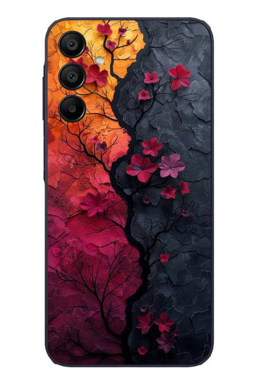 Samsung Galaxy A15 Uyumlu Yaprak Geçişkenliği Baskılı Silikon Kılıf