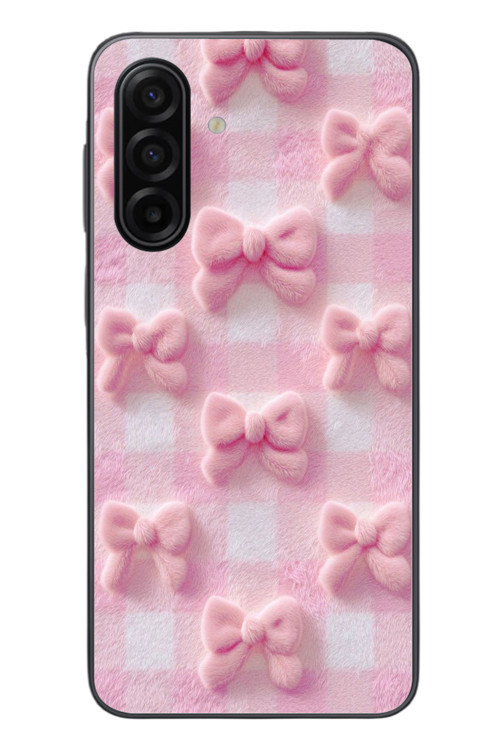 Samsung Galaxy A17 Uyumlu Pembe Kurdeleler Baskılı Silikon Kılıf