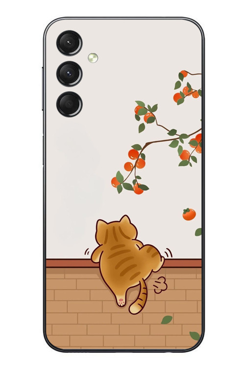 Samsung Galaxy A24 Uyumlu Kedi Tırmanıyor Baskılı Silikon Kılıf