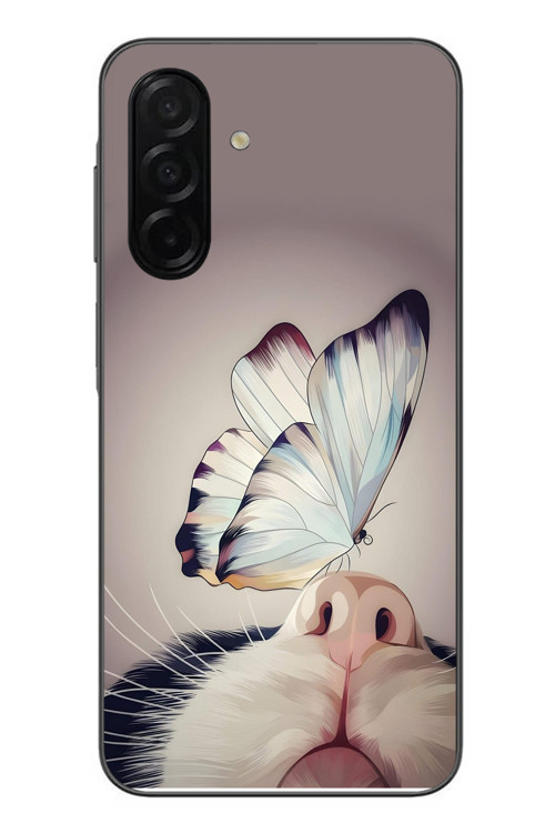 Samsung Galaxy A26 Uyumlu Kelebekli Kedi Baskılı Silikon Kılıf