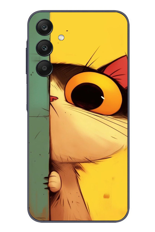 Samsung Galaxy A25 Uyumlu Tek Gözlü Kedi Baskılı Silikon Kılıf