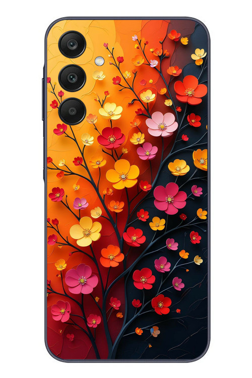 Samsung Galaxy A25 Uyumlu Sonbahar Çiçekleri Baskılı Silikon Kılıf