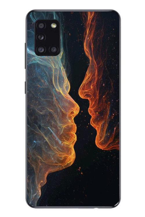 Samsung Galaxy A31 Uyumlu Kavuşan Çizgiler Baskılı Silikon Kılıf