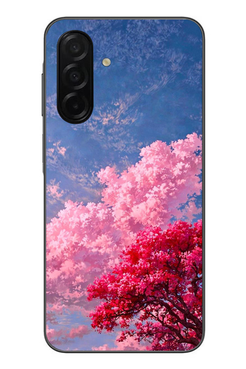Samsung Galaxy A26 Uyumlu Kırmızı Pembe Ağaçlar Baskılı Silikon Kılıf
