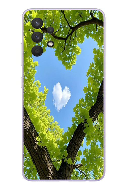Samsung Galaxy A32 Uyumlu Kalpli Ağaç Baskılı Silikon Kılıf