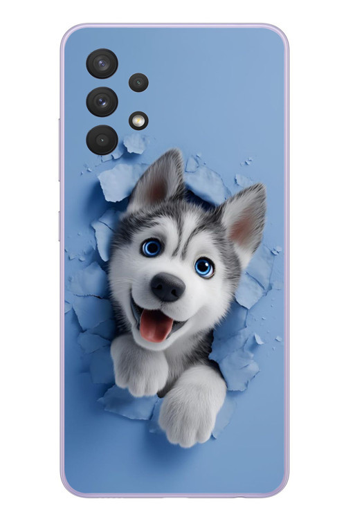 Samsung Galaxy A32 Uyumlu Sibirya Kurdu Baskılı Silikon Kılıf