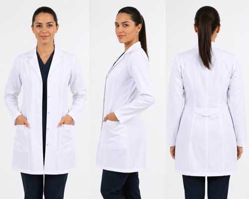 Kadın Beyaz Klasik Yaka Doktor Hemşire Öğretmen Vizit Önlük