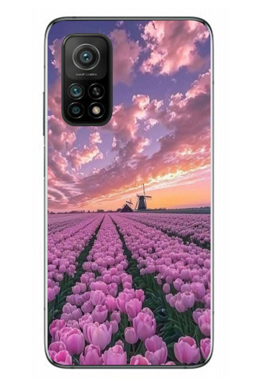 Xiaomi Mi 10 T Uyumlu Lale Bahçesi Baskılı Silikon Kılıf