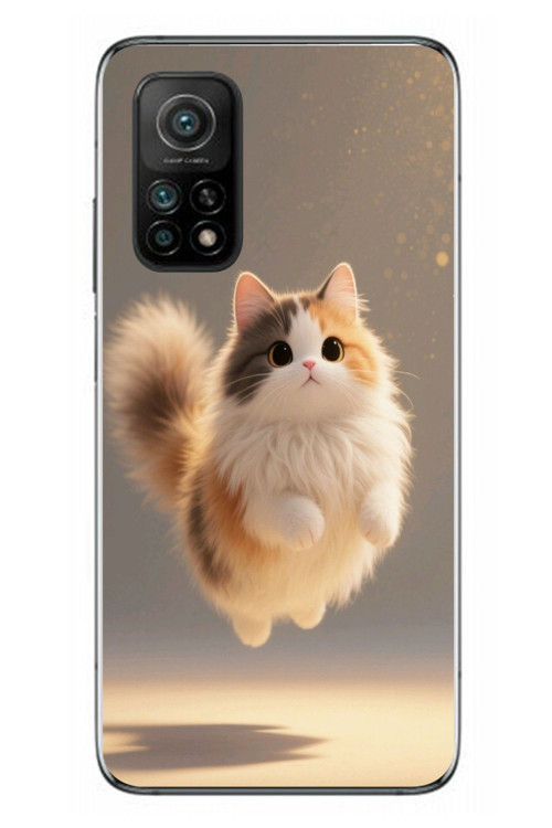 Xiaomi Mi 10 T Uyumlu Zıplayan Kedi Baskılı Silikon Kılıf