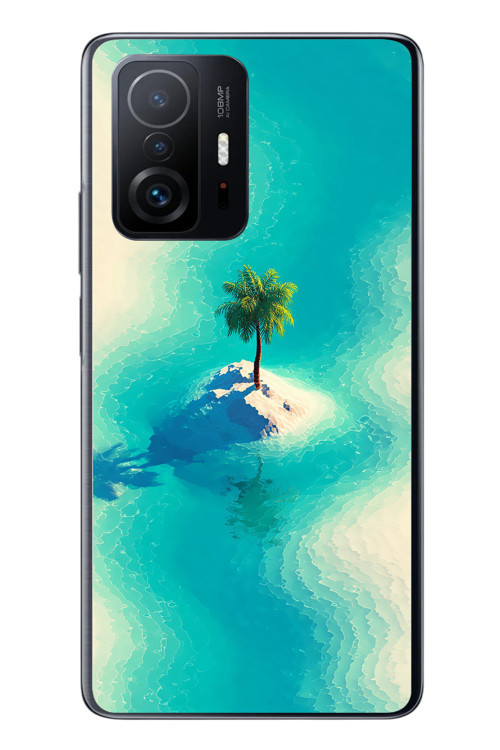 Xiaomi Mi 11 T-11 T Pro Uyumlu Adada Palmiye Baskılı Silikon Kılıf