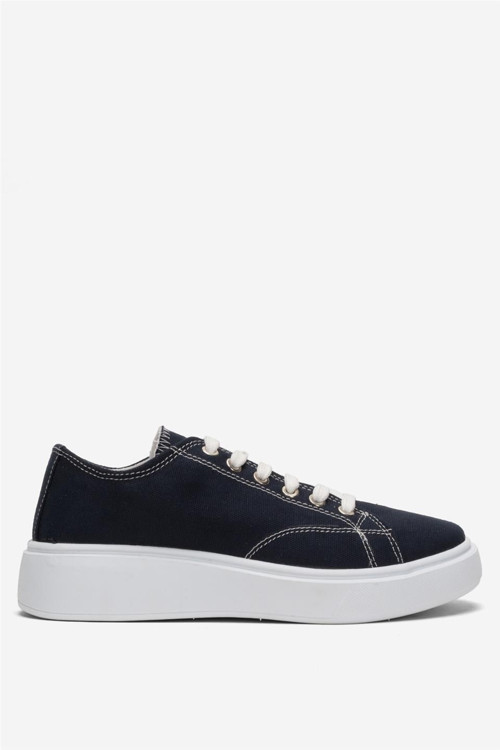 Kadın Rahat Kalıp Kalın Taban Keten Sneakers LACİVERT