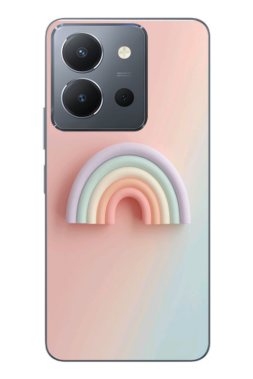 Vivo Y36 Uyumlu Gökkuşağı Pastel Baskılı Silikon Kılıf