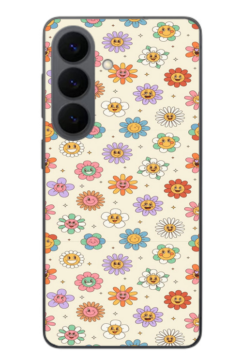 Samsung Galaxy S26 Uyumlu Gülen Çiçekler Baskılı Silikon Kılıf
