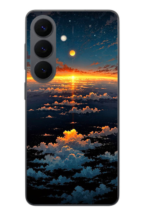 Samsung Galaxy S26 Uyumlu Gün Batımı ve Ay Baskılı Silikon Kılıf
