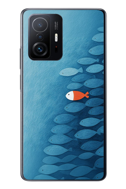 Xiaomi Mi 11 T-11 T Pro Uyumlu Balıklar Yüzüyor Baskılı Silikon Kılıf