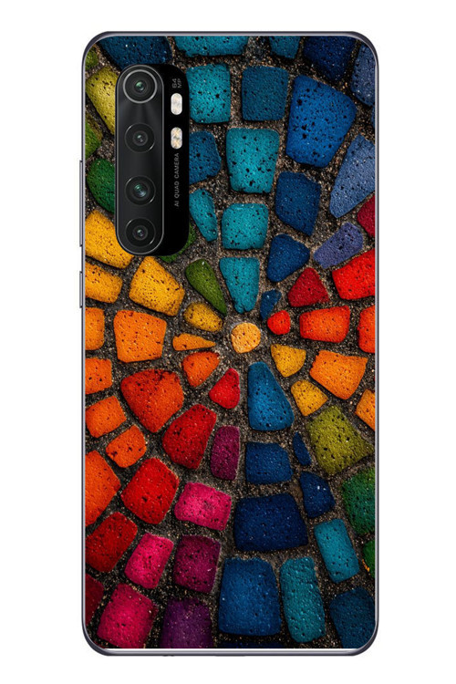 Xiaomi Mi 10 Lite Uyumlu Gökkuşağı Renkli Kaldırım Baskılı Silikon Kılıf