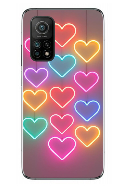 Xiaomi Mi 10 T Uyumlu Neon Kalpler Baskılı Silikon Kılıf
